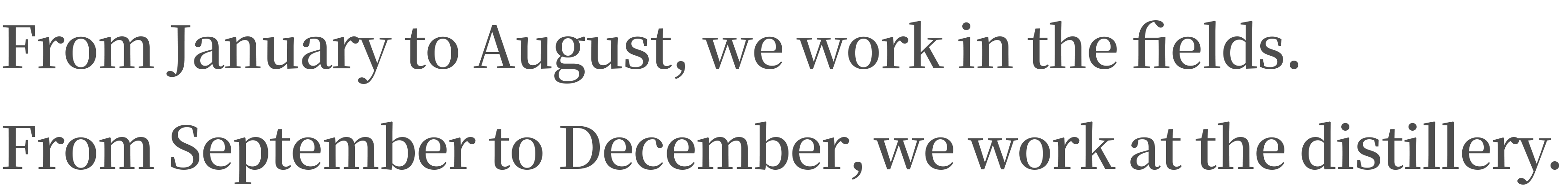 一月から八月は、農業。九月から十二月は、醸造。